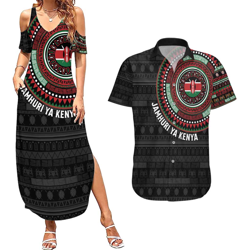 Personalised Kenya Couples Matching Summer Maxi Dress and Hawaiian Shirt African Tribal Pattern