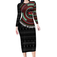 Personalised Kenya Family Matching Long Sleeve Bodycon Dress and Hawaiian Shirt African Tribal Pattern