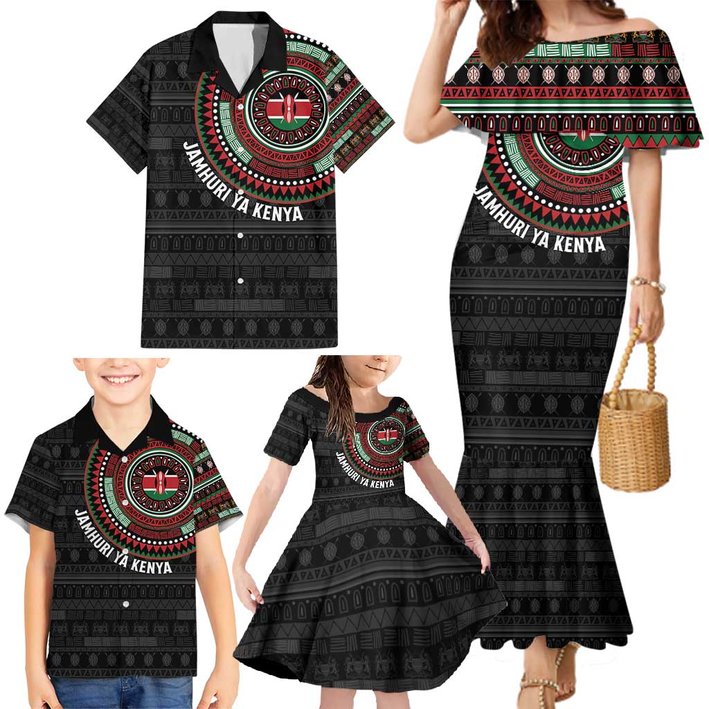 Personalised Kenya Family Matching Mermaid Dress and Hawaiian Shirt African Tribal Pattern