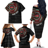 Personalised Kenya Family Matching Off The Shoulder Long Sleeve Dress and Hawaiian Shirt African Tribal Pattern