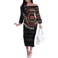 Personalised Kenya Family Matching Off The Shoulder Long Sleeve Dress and Hawaiian Shirt African Tribal Pattern