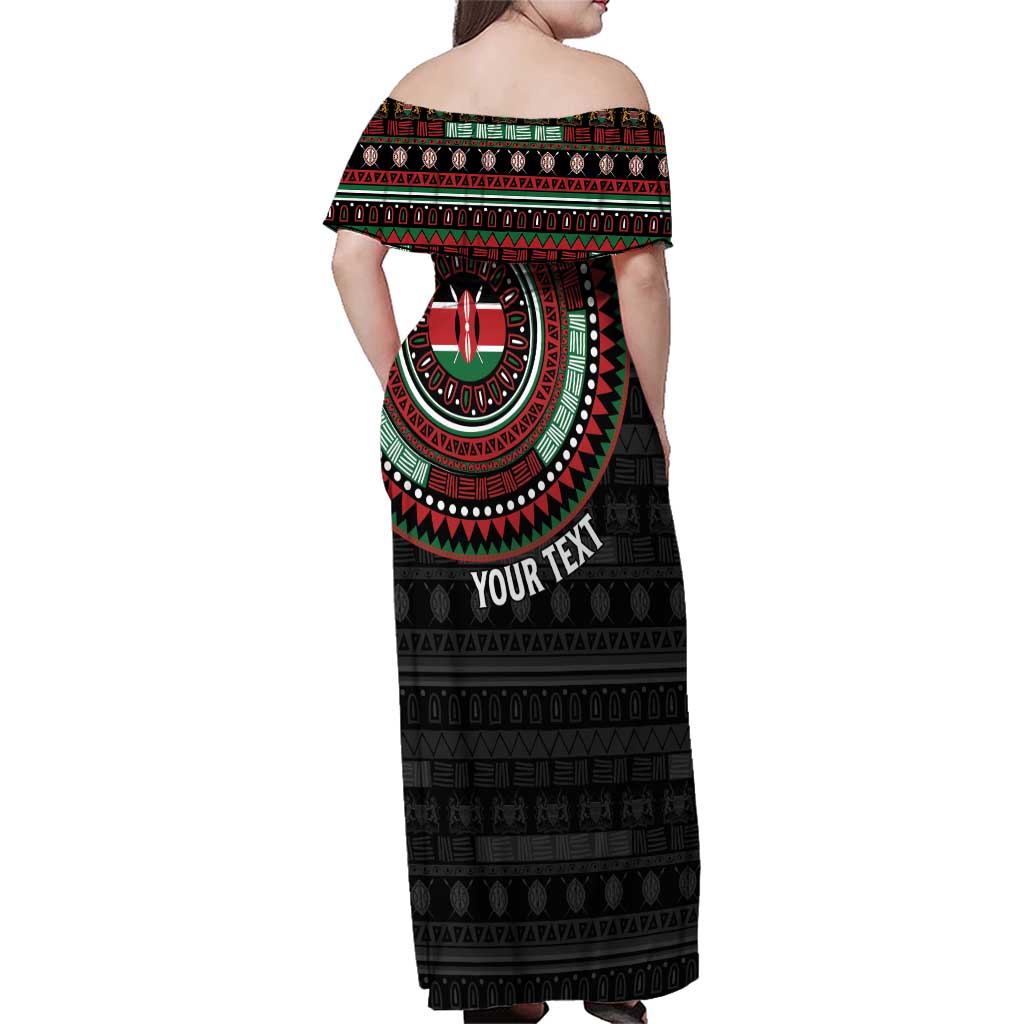 Personalised Kenya Family Matching Off Shoulder Maxi Dress and Hawaiian Shirt African Tribal Pattern
