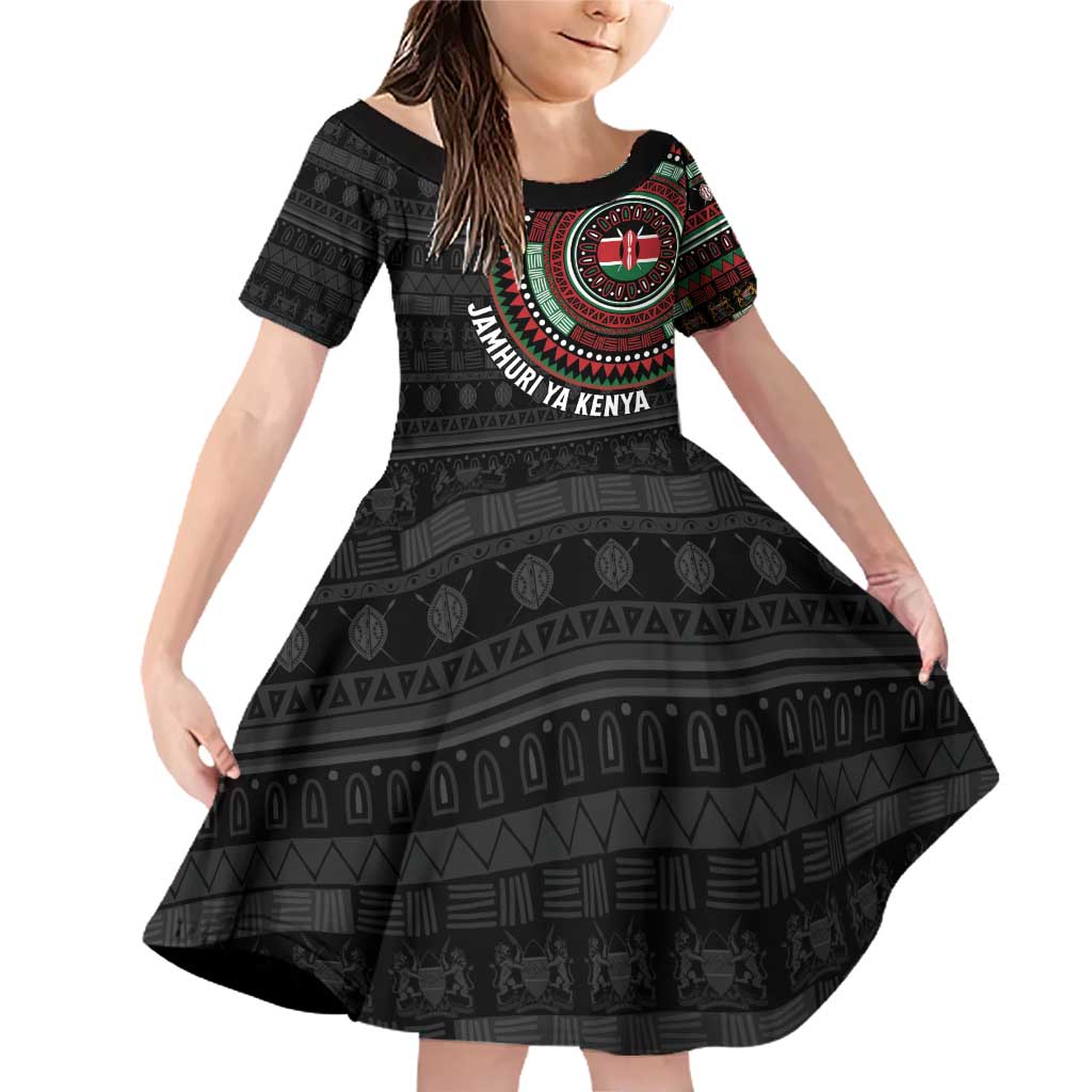 Personalised Kenya Family Matching Off Shoulder Short Dress and Hawaiian Shirt African Tribal Pattern