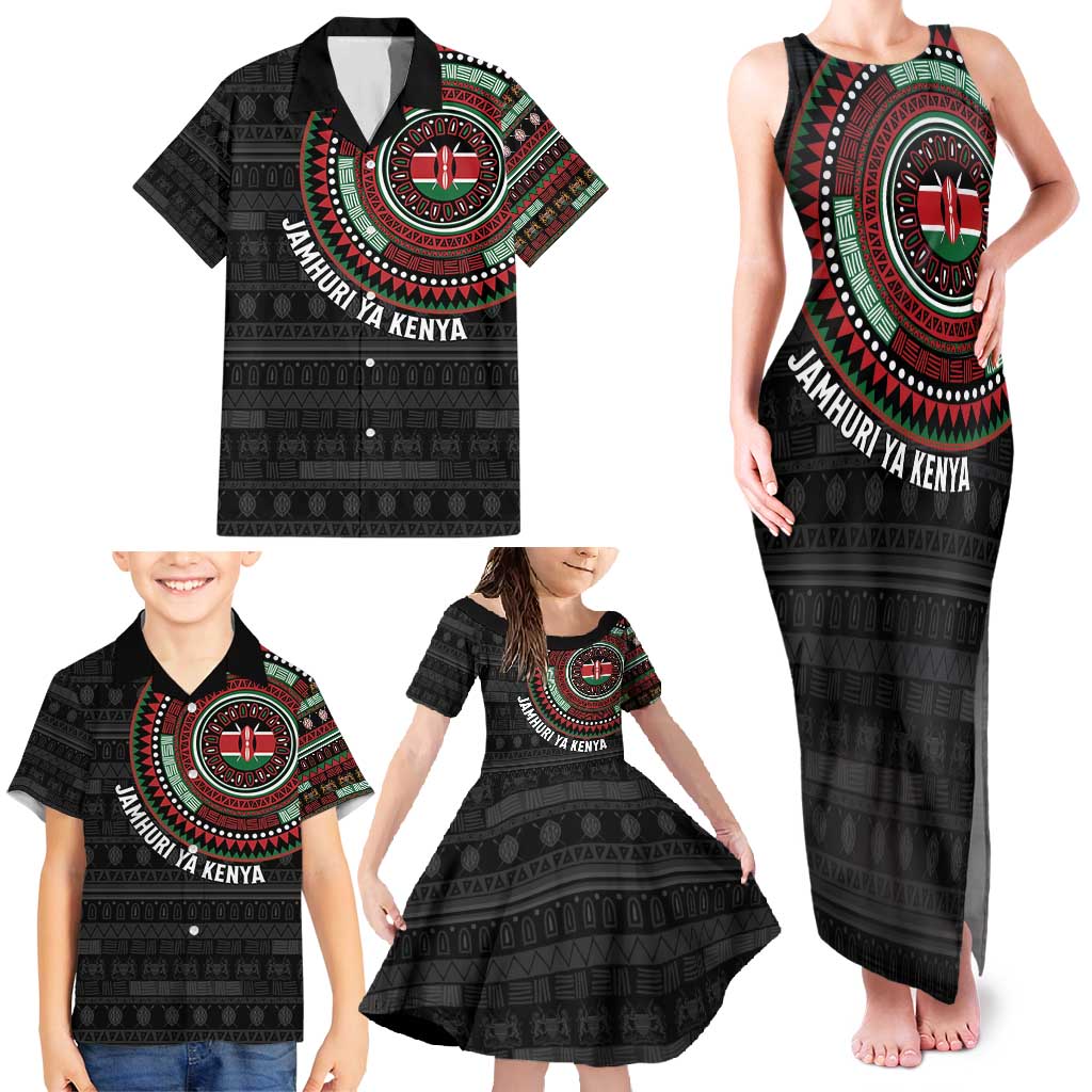 Personalised Kenya Family Matching Tank Maxi Dress and Hawaiian Shirt African Tribal Pattern
