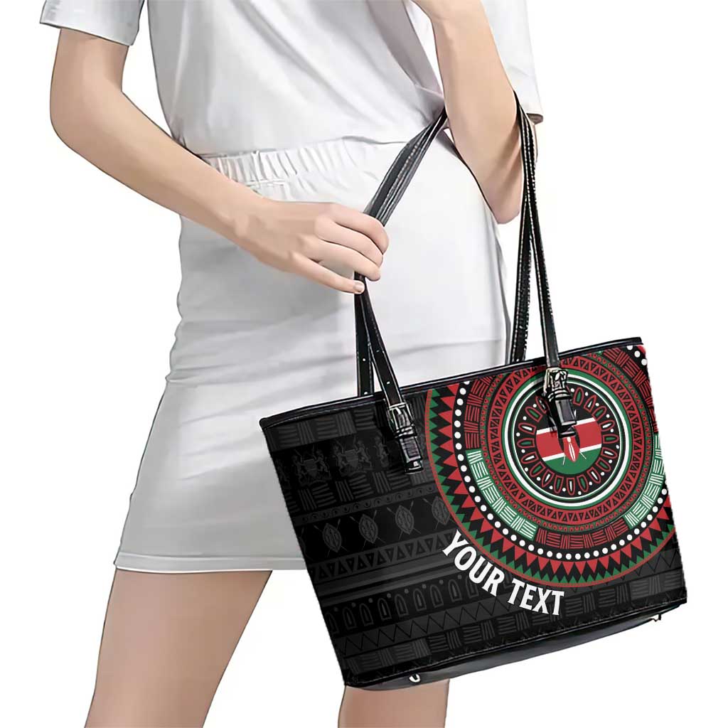 Personalised Kenya Leather Tote Bag African Tribal Pattern
