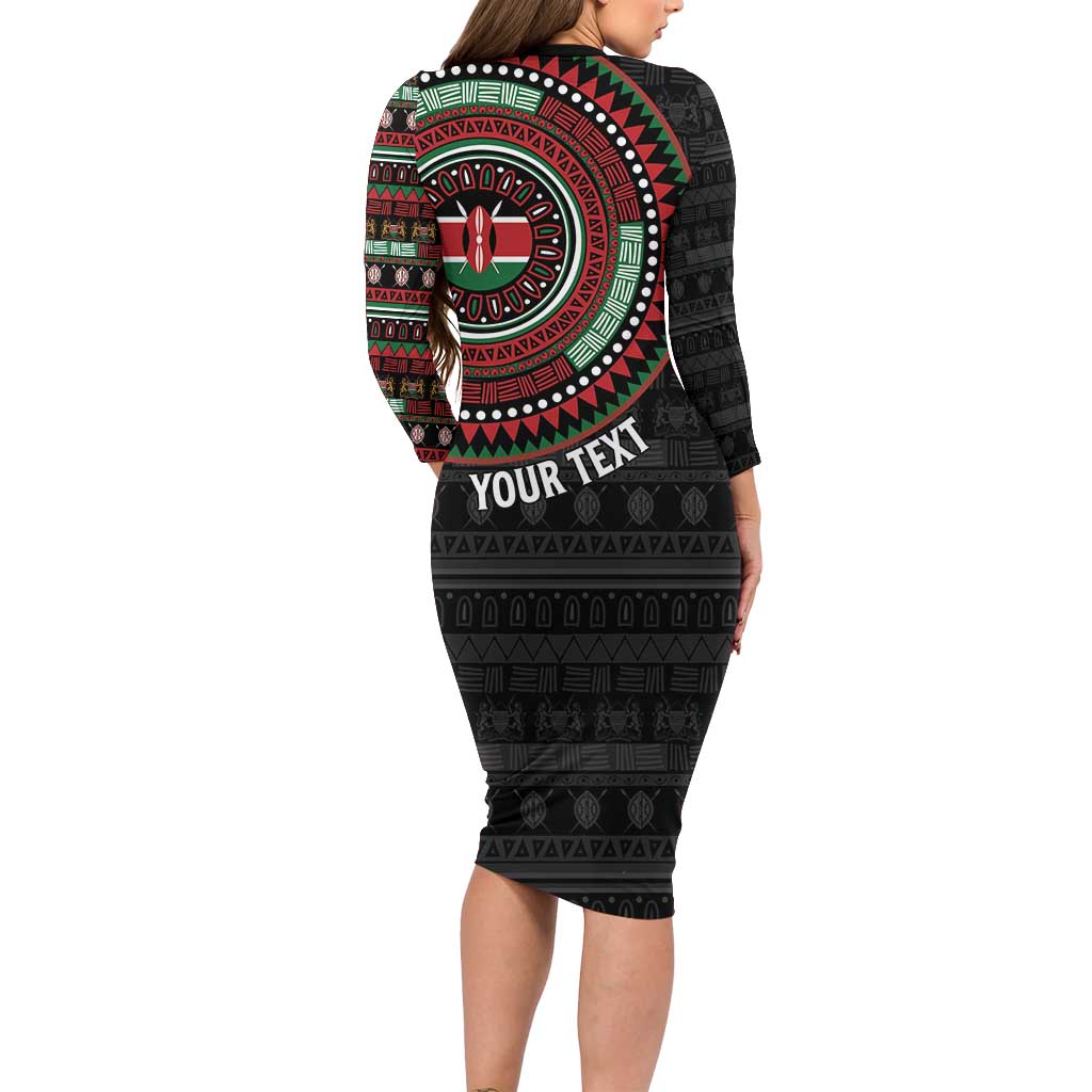 Personalised Kenya Long Sleeve Bodycon Dress African Tribal Pattern