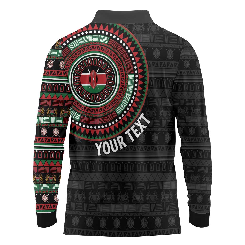 Personalised Kenya Long Sleeve Polo Shirt African Tribal Pattern