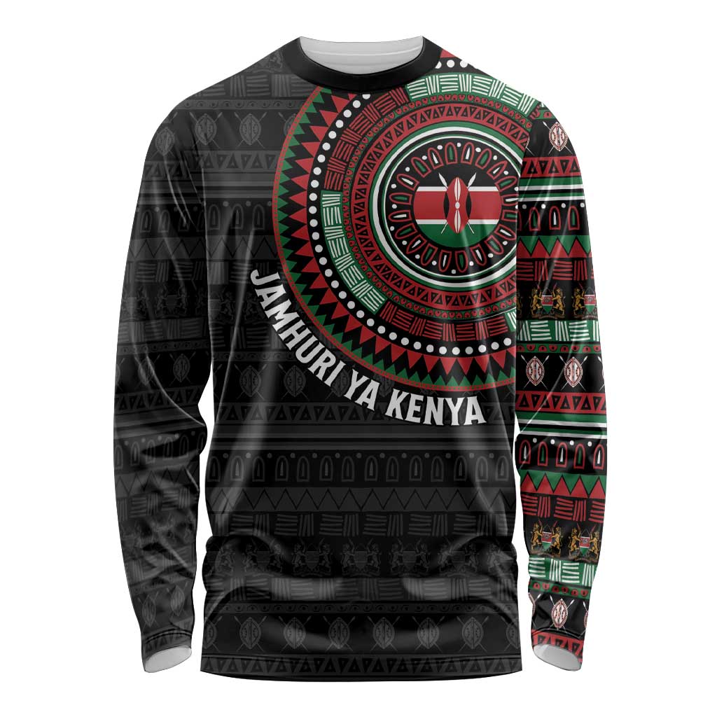 Personalised Kenya Long Sleeve Shirt African Tribal Pattern