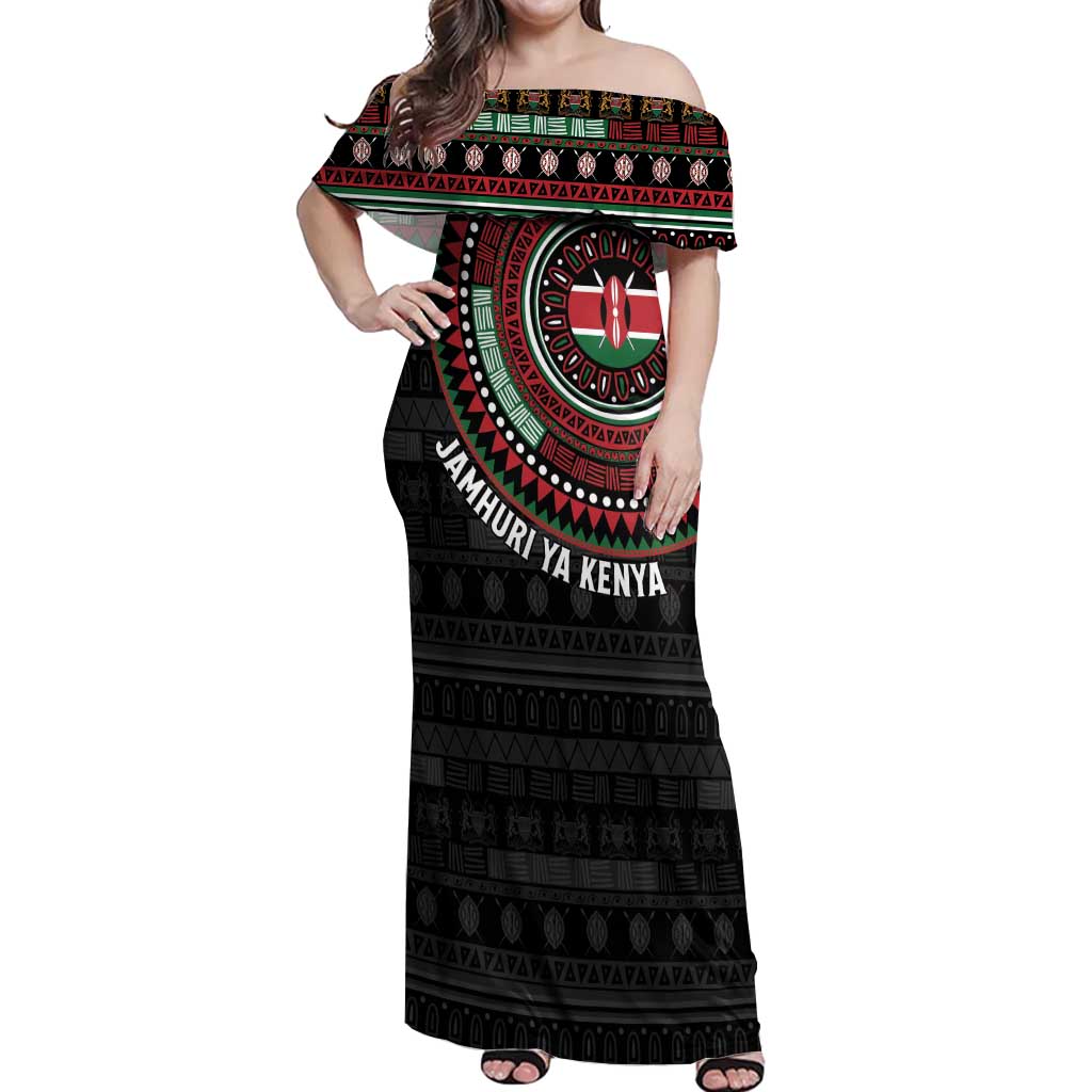 Personalised Kenya Off Shoulder Maxi Dress African Tribal Pattern