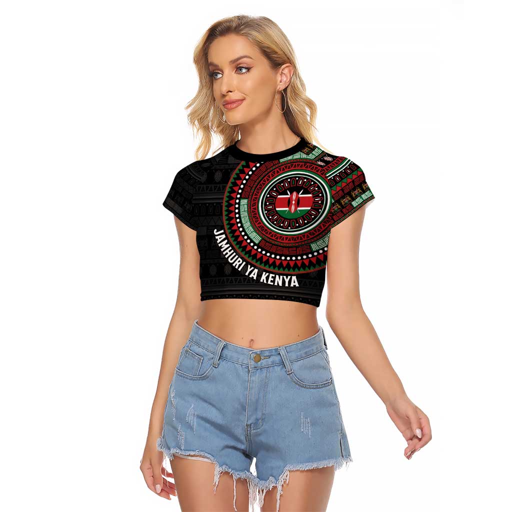 Personalised Kenya Raglan Cropped T Shirt African Tribal Pattern