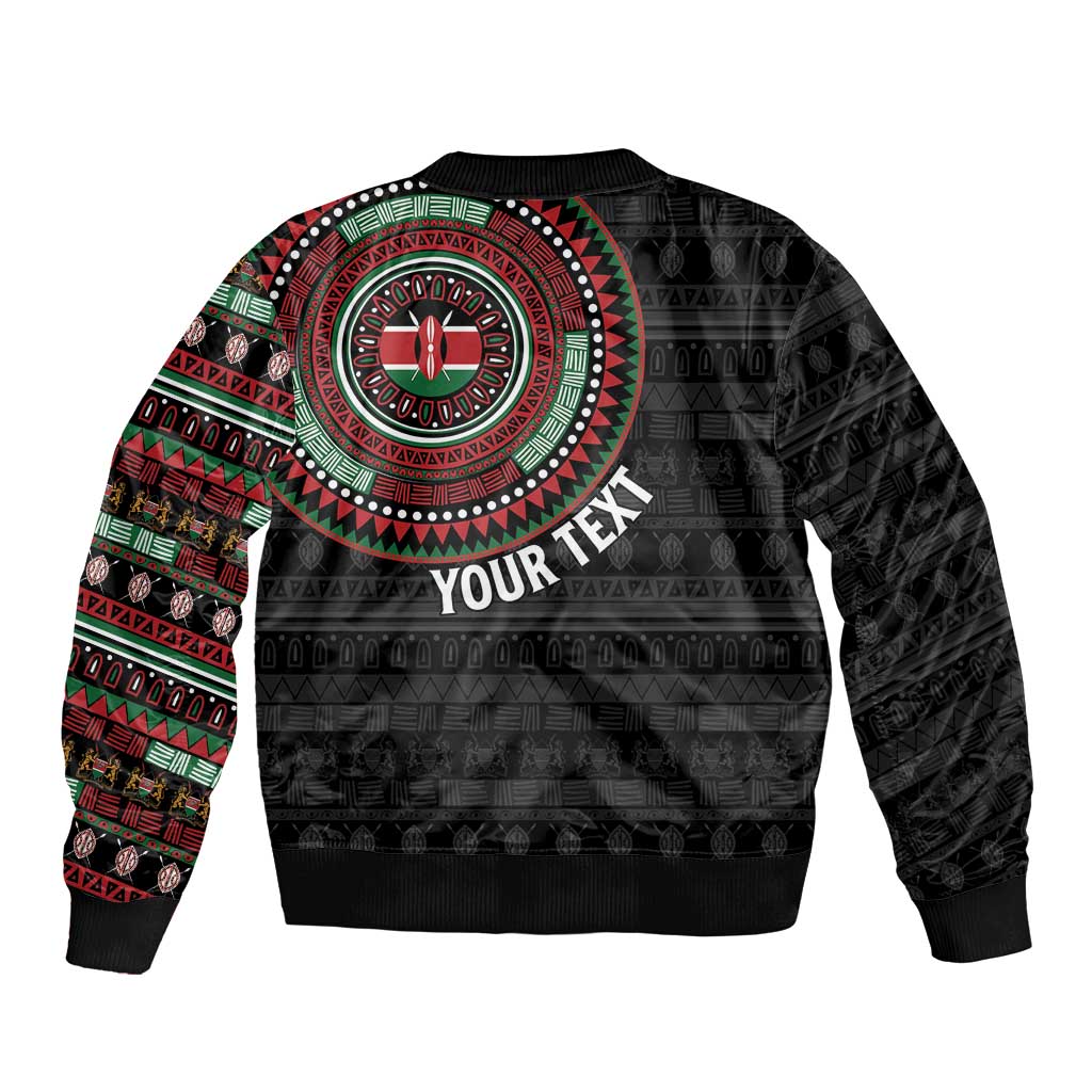 Personalised Kenya Sleeve Zip Bomber Jacket African Tribal Pattern