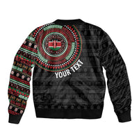 Personalised Kenya Sleeve Zip Bomber Jacket African Tribal Pattern
