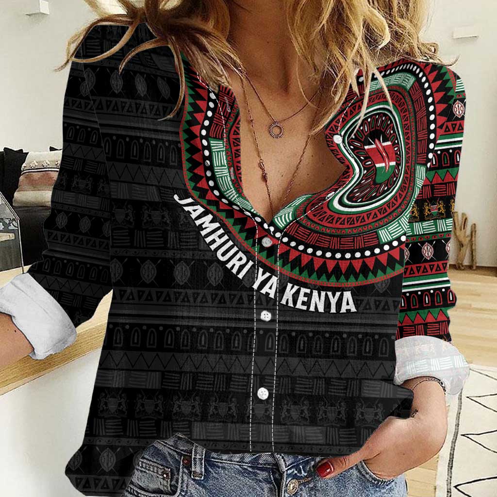 Personalised Kenya Women Casual Shirt African Tribal Pattern