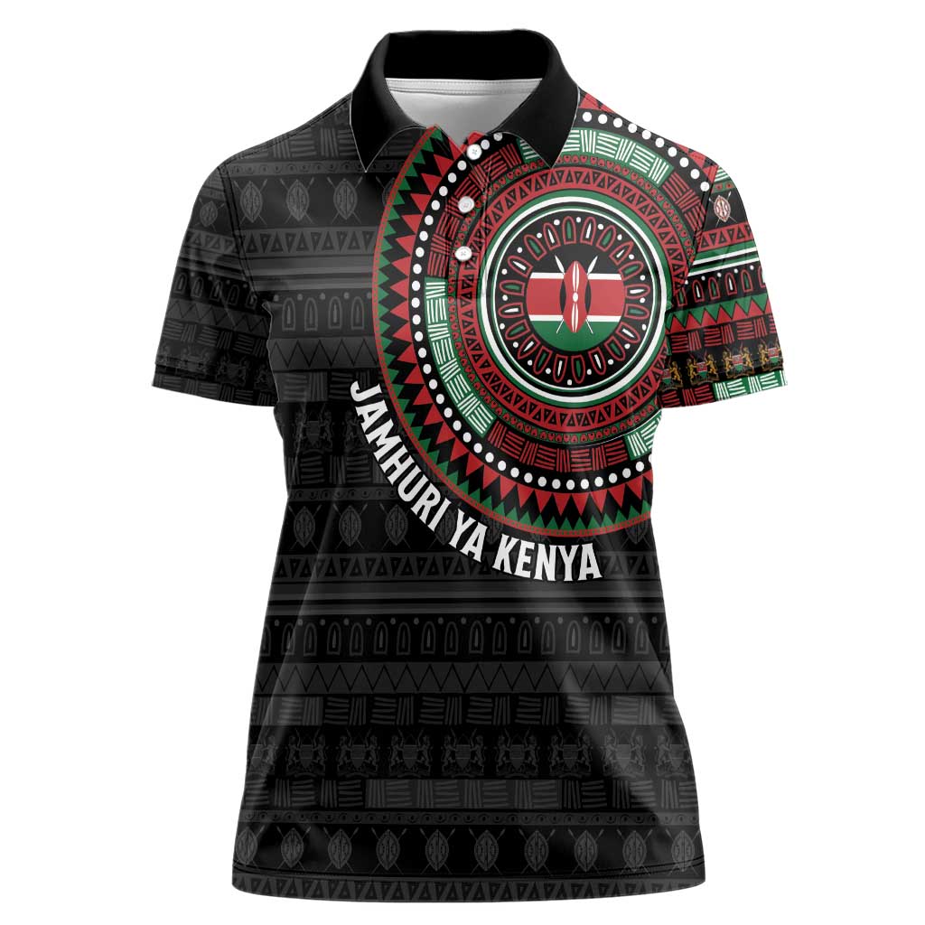 Personalised Kenya Women Polo Shirt African Tribal Pattern