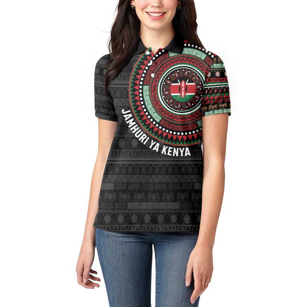 Personalised Kenya Women Polo Shirt African Tribal Pattern