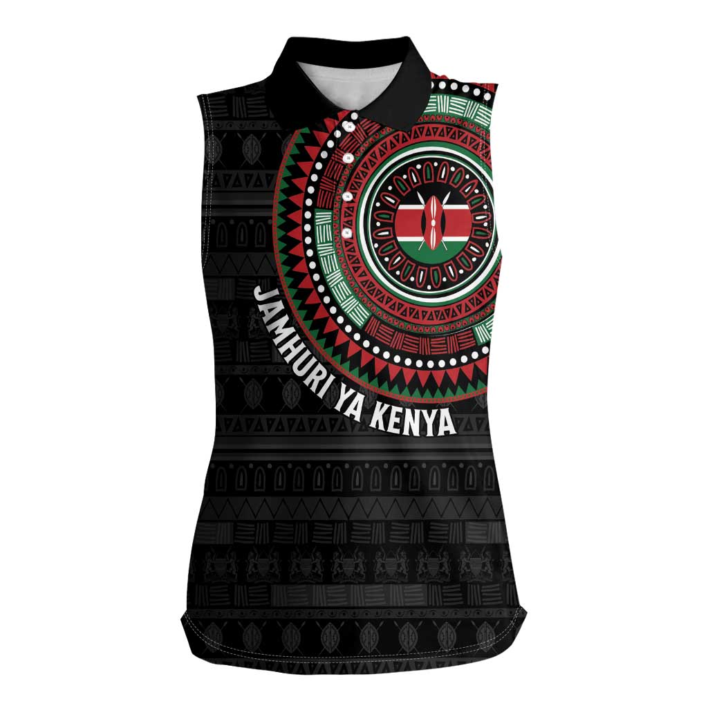 Personalised Kenya Women Sleeveless Polo Shirt African Tribal Pattern