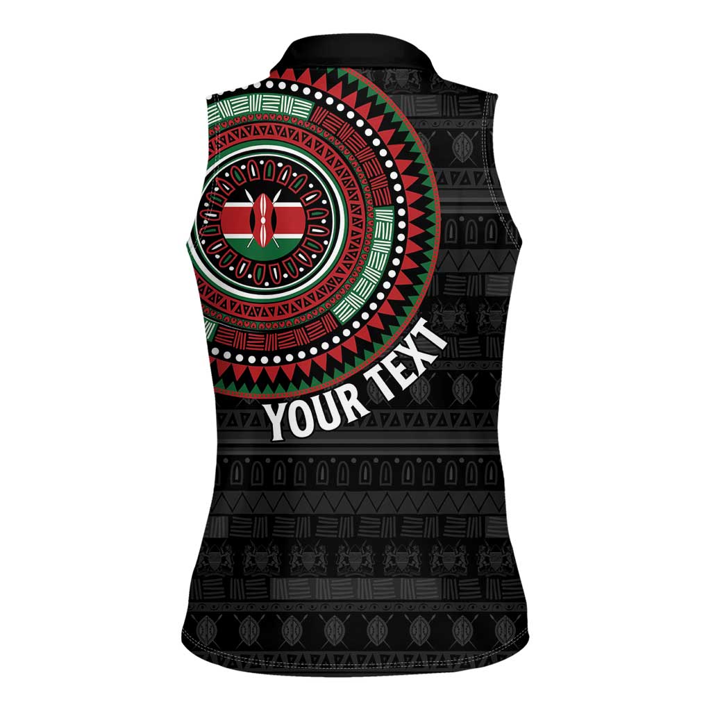 Personalised Kenya Women Sleeveless Polo Shirt African Tribal Pattern