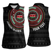 Personalised Kenya Women Sleeveless Polo Shirt African Tribal Pattern