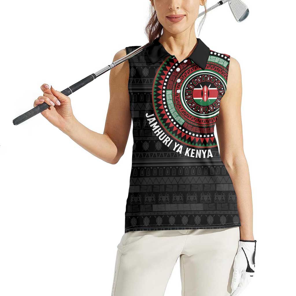 Personalised Kenya Women Sleeveless Polo Shirt African Tribal Pattern