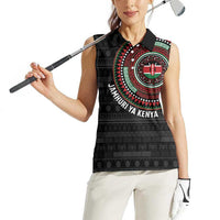 Personalised Kenya Women Sleeveless Polo Shirt African Tribal Pattern