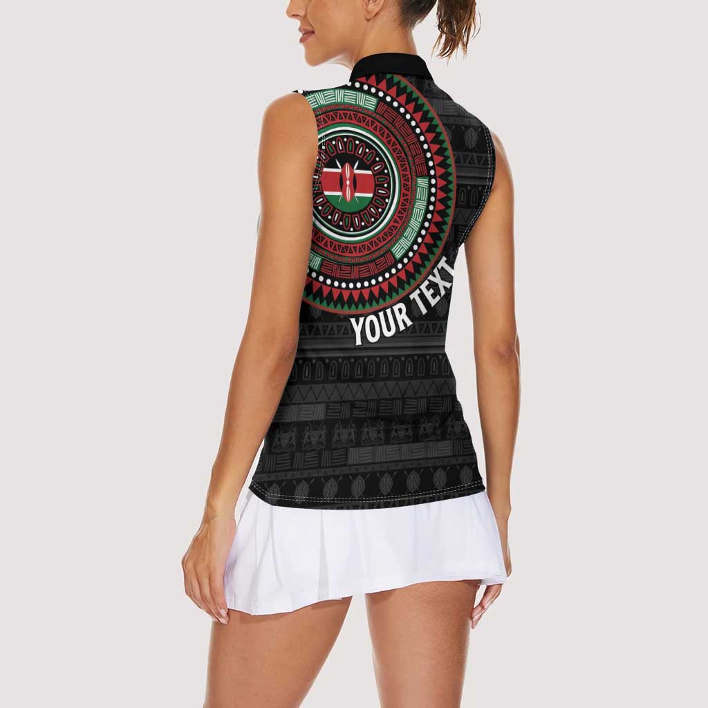 Personalised Kenya Women Sleeveless Polo Shirt African Tribal Pattern
