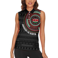 Personalised Kenya Women Sleeveless Polo Shirt African Tribal Pattern
