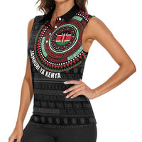 Personalised Kenya Women Sleeveless Polo Shirt African Tribal Pattern