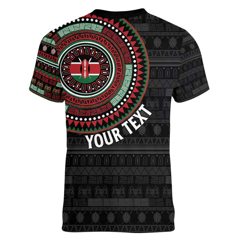 Personalised Kenya Women V-Neck T-Shirt African Tribal Pattern