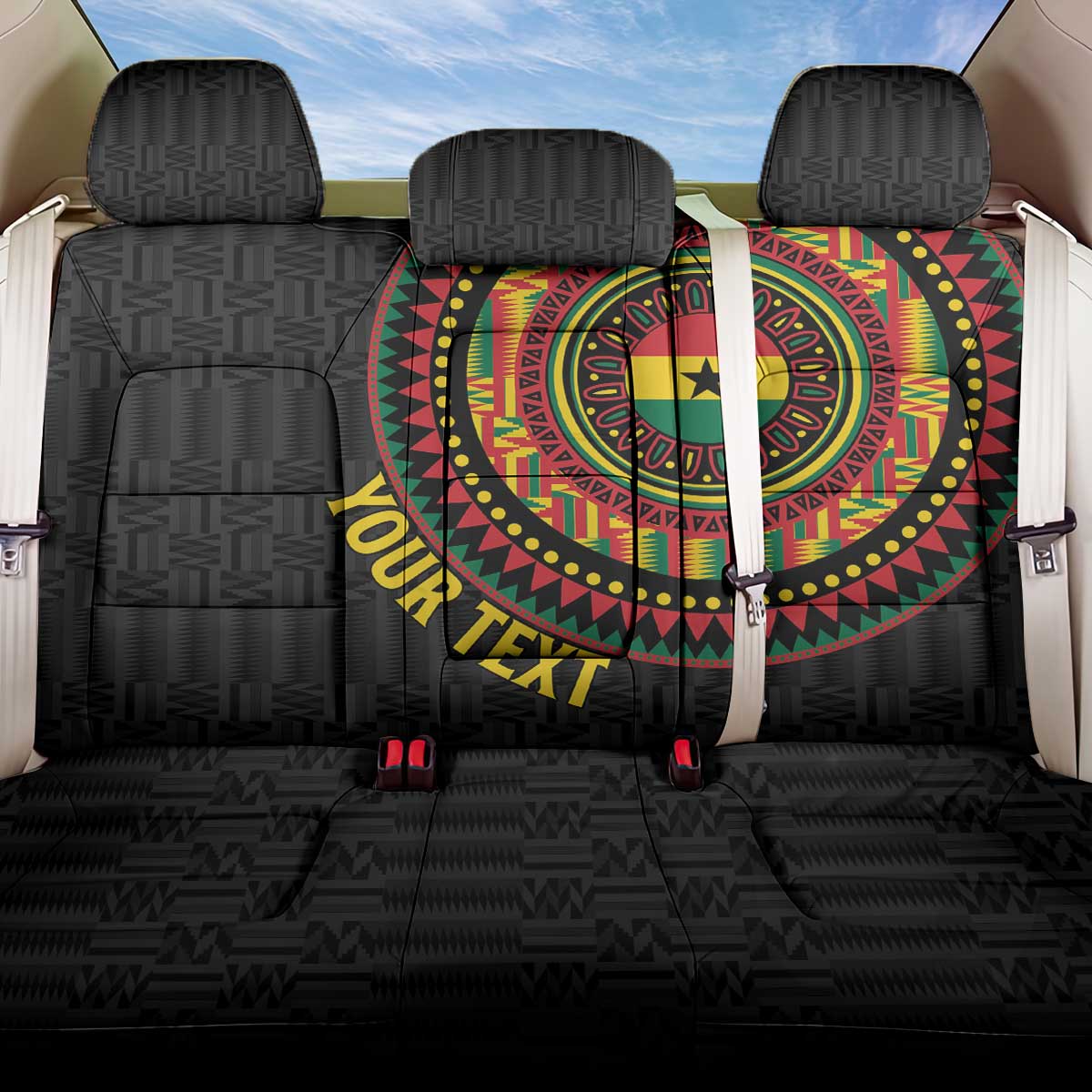 Personalised Ghana Back Car Seat Cover African Tribal Mix Kente Patterns