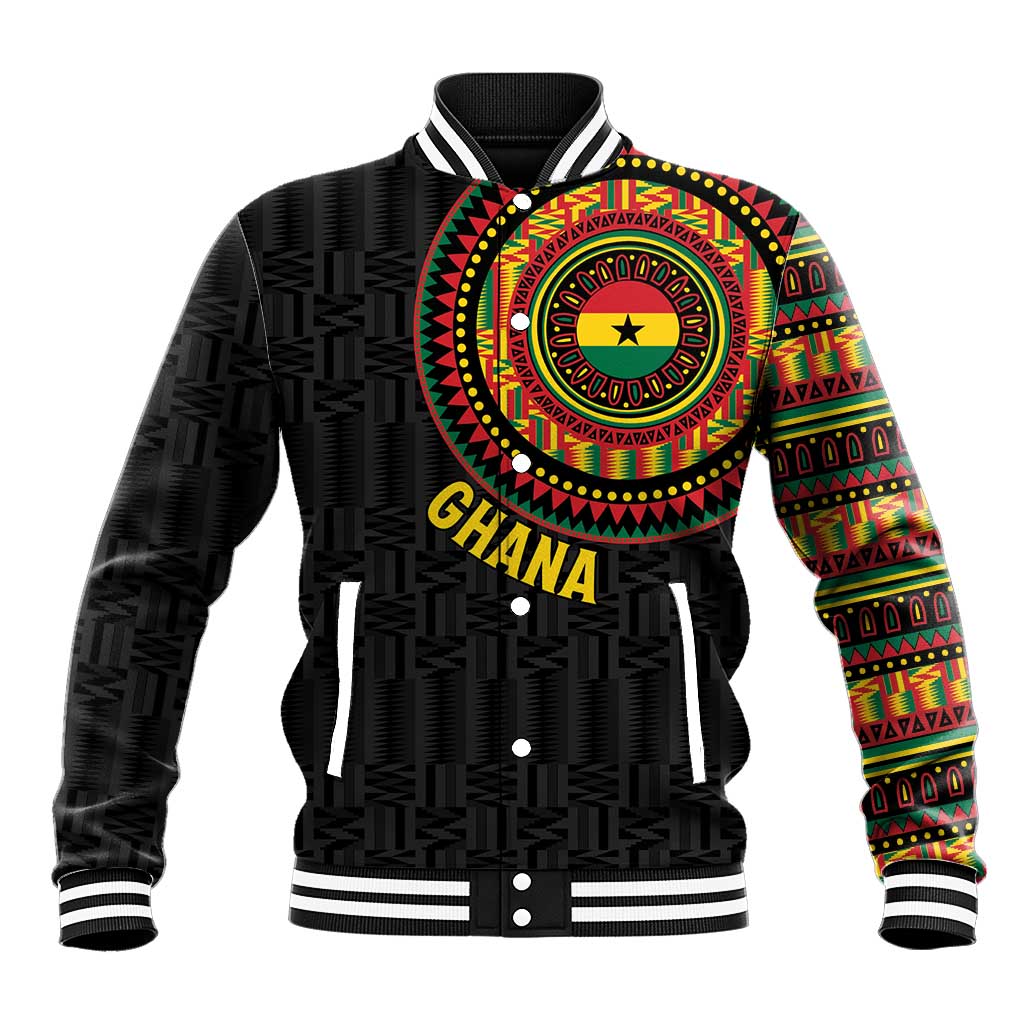 Personalised Ghana Baseball Jacket African Tribal Mix Kente Patterns