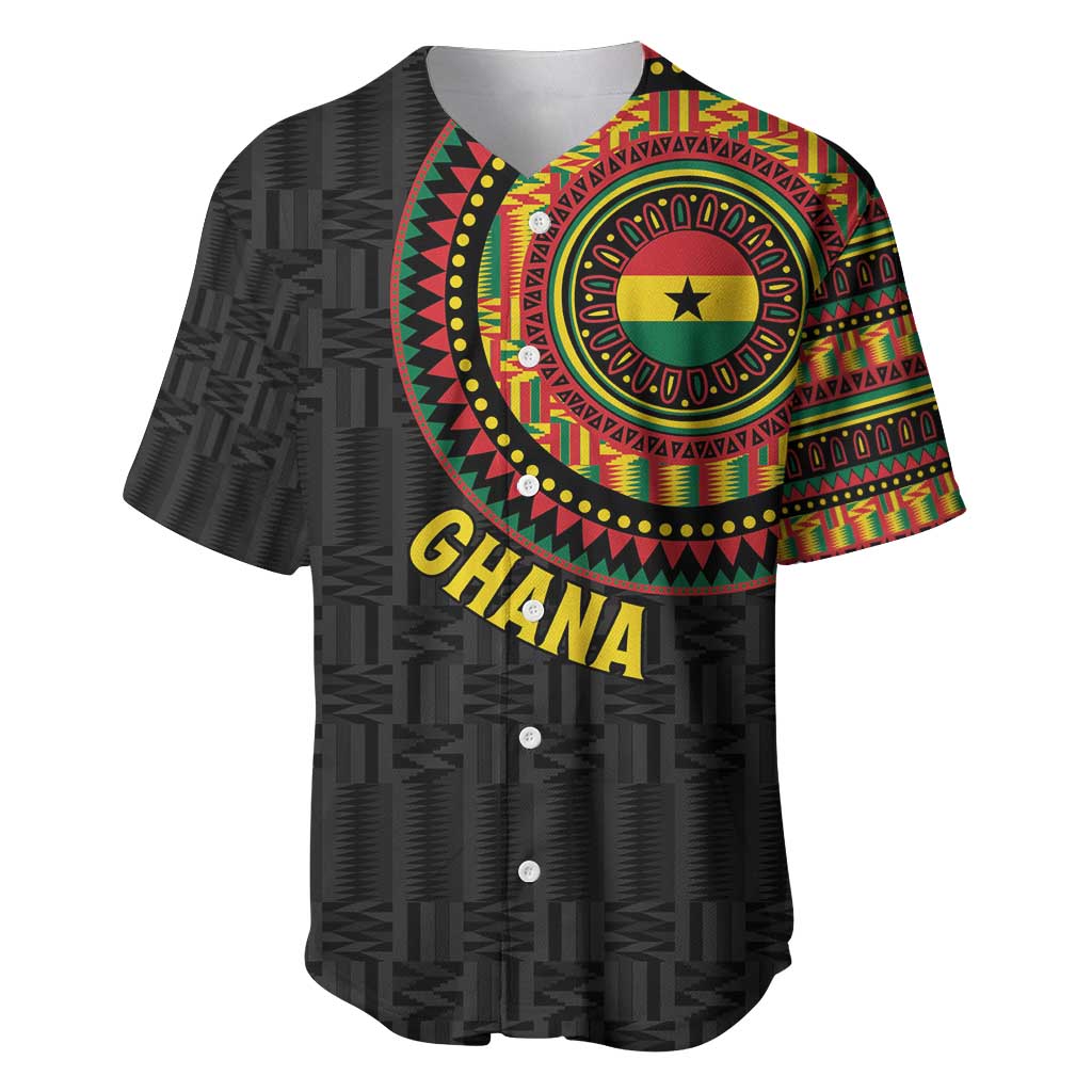 Personalised Ghana Baseball Jersey African Tribal Mix Kente Patterns