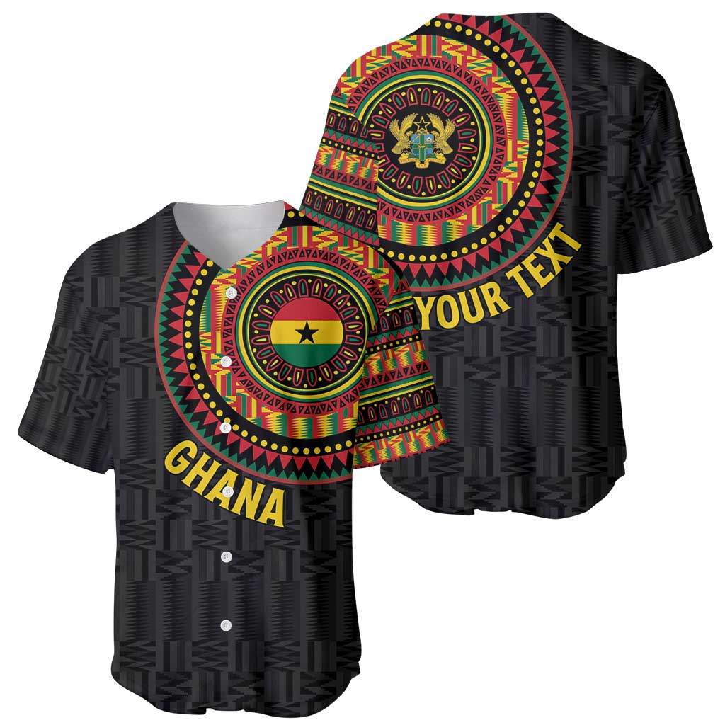 Personalised Ghana Baseball Jersey African Tribal Mix Kente Patterns