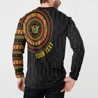 Personalised Ghana Button Sweatshirt African Tribal Mix Kente Patterns