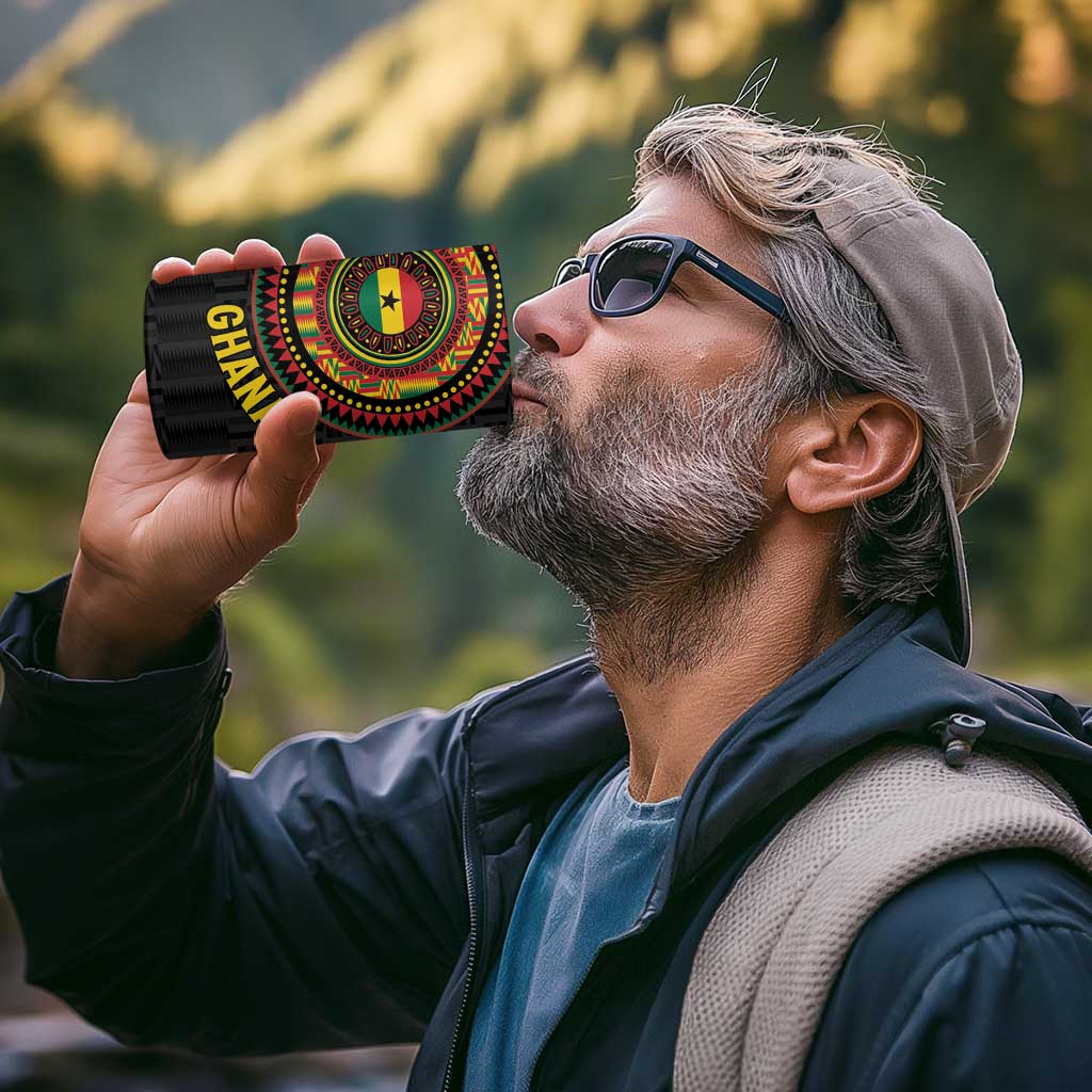 Personalised Ghana 4 in 1 Can Cooler Tumbler African Tribal Mix Kente Patterns