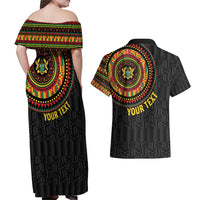 Personalised Ghana Couples Matching Off Shoulder Maxi Dress and Hawaiian Shirt African Tribal Mix Kente Patterns