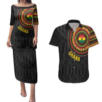 Personalised Ghana Couples Matching Puletasi and Hawaiian Shirt African Tribal Mix Kente Patterns
