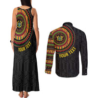Personalised Ghana Couples Matching Tank Maxi Dress and Long Sleeve Button Shirt African Tribal Mix Kente Patterns