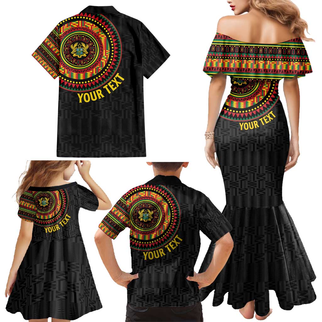 Personalised Ghana Family Matching Mermaid Dress and Hawaiian Shirt African Tribal Mix Kente Patterns
