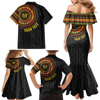 Personalised Ghana Family Matching Mermaid Dress and Hawaiian Shirt African Tribal Mix Kente Patterns