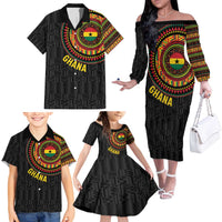 Personalised Ghana Family Matching Off The Shoulder Long Sleeve Dress and Hawaiian Shirt African Tribal Mix Kente Patterns