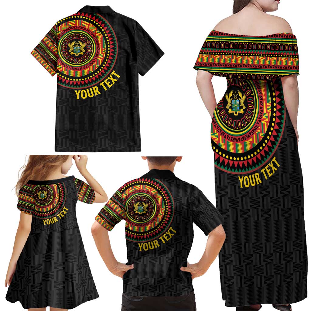 Personalised Ghana Family Matching Off Shoulder Maxi Dress and Hawaiian Shirt African Tribal Mix Kente Patterns