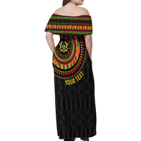 Personalised Ghana Family Matching Off Shoulder Maxi Dress and Hawaiian Shirt African Tribal Mix Kente Patterns