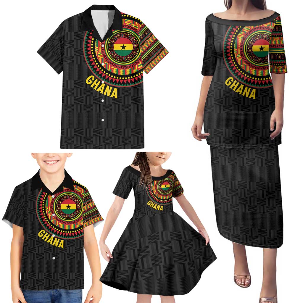 Personalised Ghana Family Matching Puletasi and Hawaiian Shirt African Tribal Mix Kente Patterns