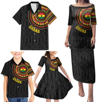 Personalised Ghana Family Matching Puletasi and Hawaiian Shirt African Tribal Mix Kente Patterns