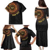 Personalised Ghana Family Matching Puletasi and Hawaiian Shirt African Tribal Mix Kente Patterns