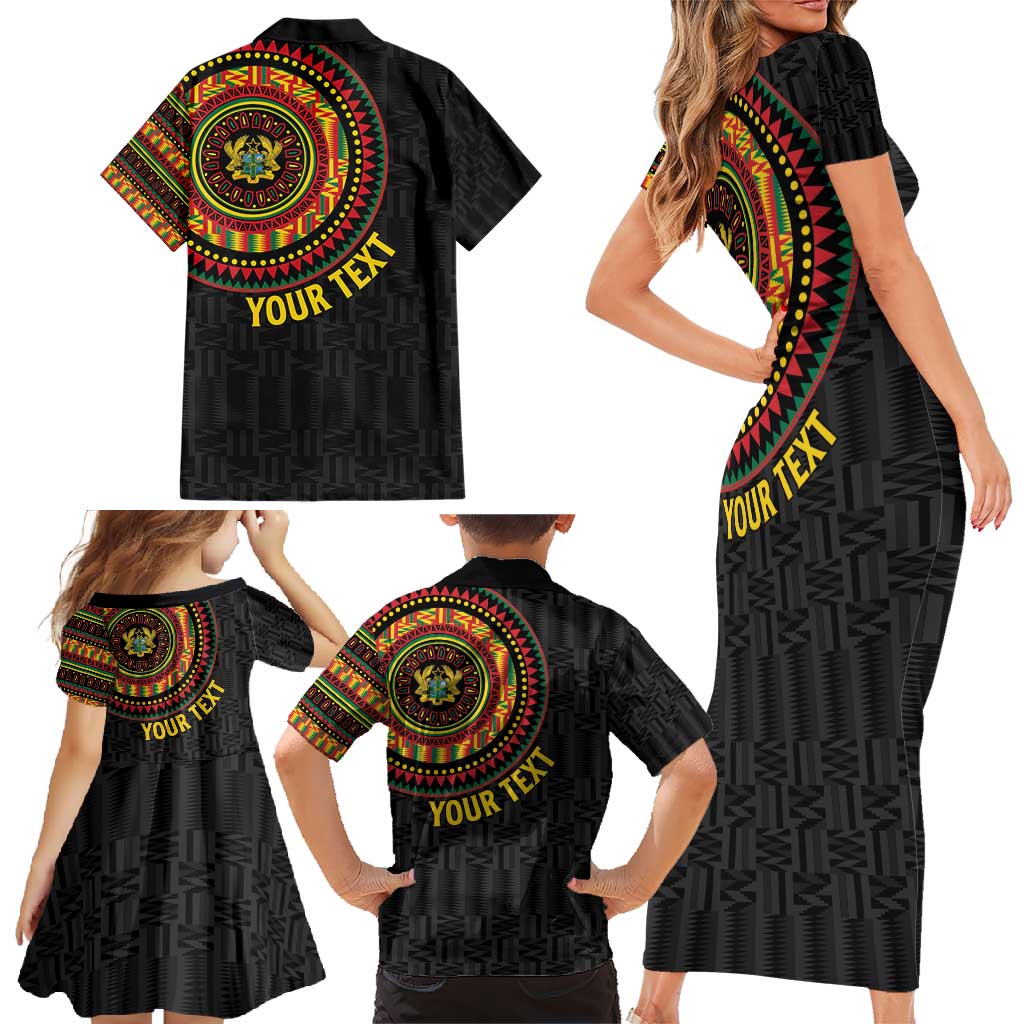 Personalised Ghana Family Matching Short Sleeve Bodycon Dress and Hawaiian Shirt African Tribal Mix Kente Patterns