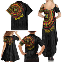 Personalised Ghana Family Matching Summer Maxi Dress and Hawaiian Shirt African Tribal Mix Kente Patterns