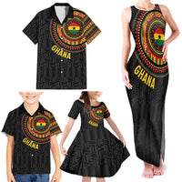 Personalised Ghana Family Matching Tank Maxi Dress and Hawaiian Shirt African Tribal Mix Kente Patterns