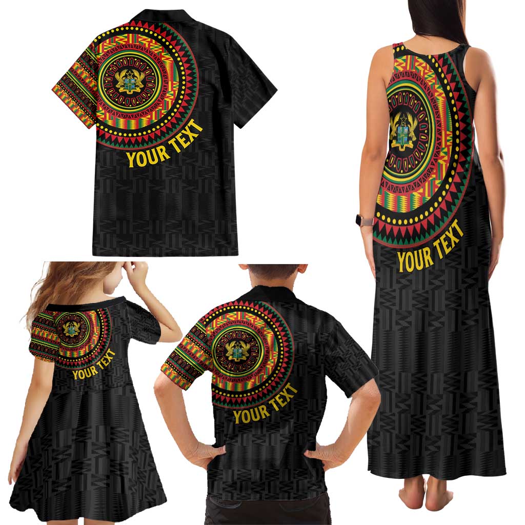 Personalised Ghana Family Matching Tank Maxi Dress and Hawaiian Shirt African Tribal Mix Kente Patterns