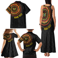 Personalised Ghana Family Matching Tank Maxi Dress and Hawaiian Shirt African Tribal Mix Kente Patterns